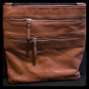 Brown faux leather crossbody